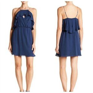 haute hippie silk ruffle dress halter neckline Sunbird